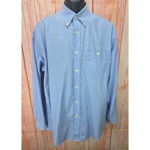 Orvis Mens Blue Gingham Dress Shirt Size Medium 100% Cotton
